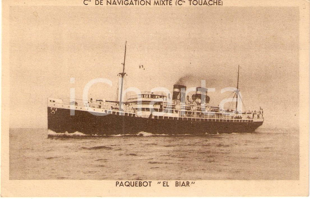 Cartolina originale da collezione 1925 ca FRANCE Compagnie Navigation Mixte TOUACHE Paquebot EL BIAR Cartolina FP 1