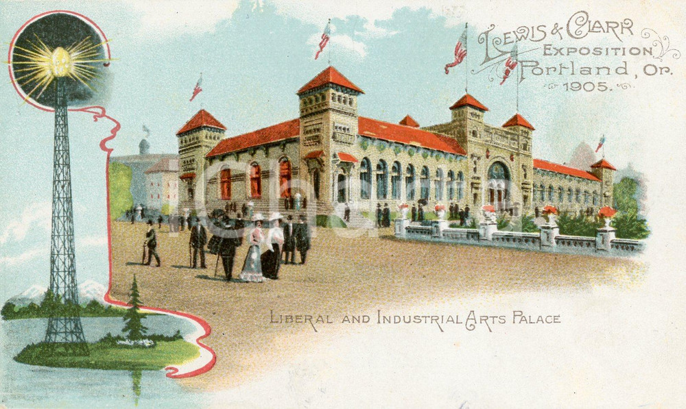 1905 PORTLAND Lewis and Clark Exposition - Liberal and industrial arts palace  Cartolina postale d'epoca, non viaggiata.CONDIZIONI: G FORMATO: FP    originale e autentica 1