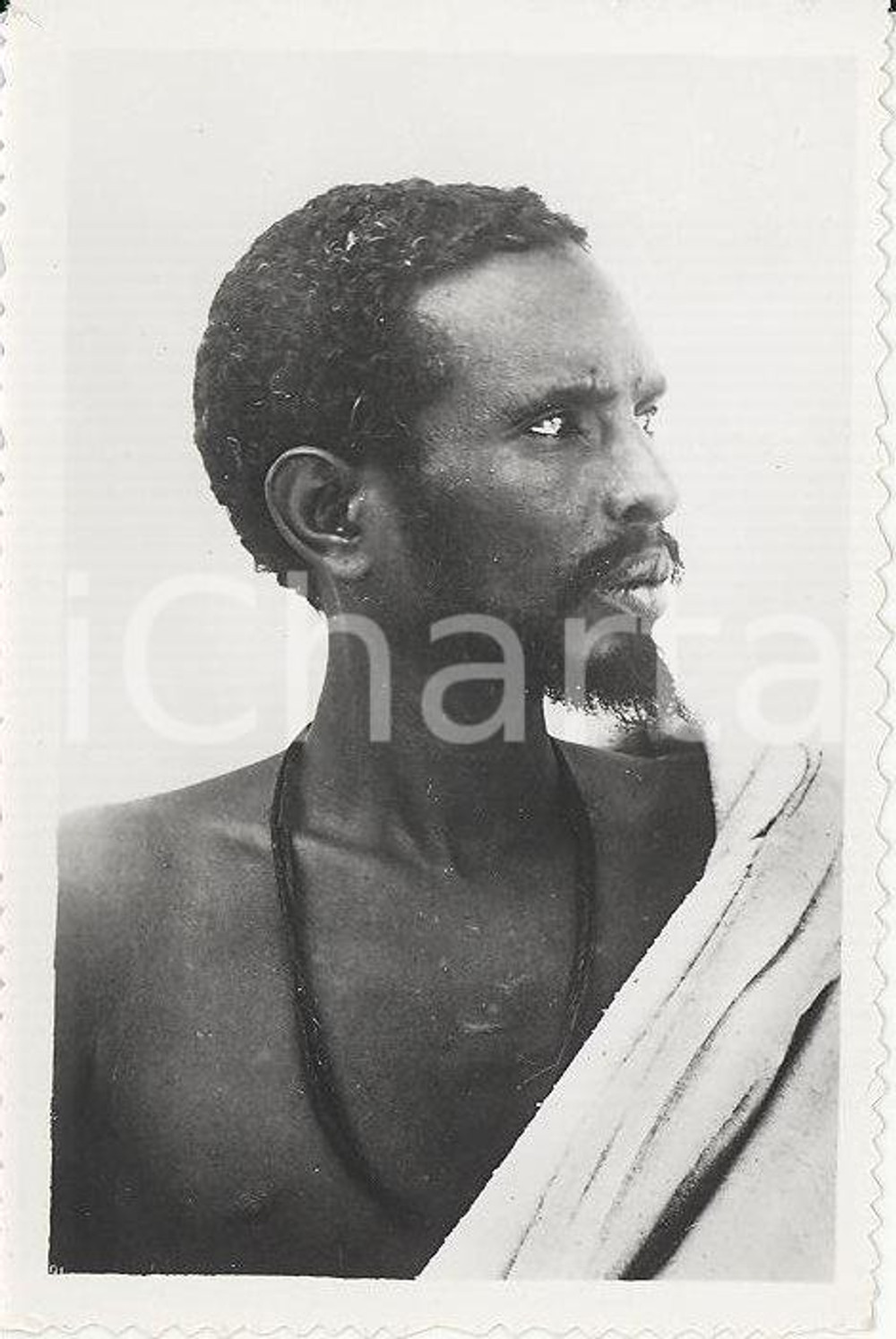 Fotografia d epoca originale 1935ca A.O.I. ETIOPIA Ritratto di etiope con sciamma VERA PHOTO cm 9X5,8 1