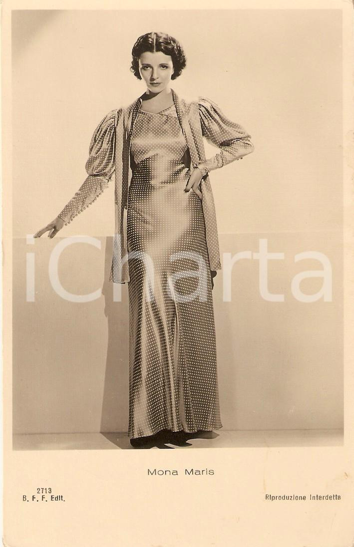 Cartolina originale da collezione 1930 ca CINEMA Actress Mona MARIS wears polka dot dress Cartolina FP NV 1