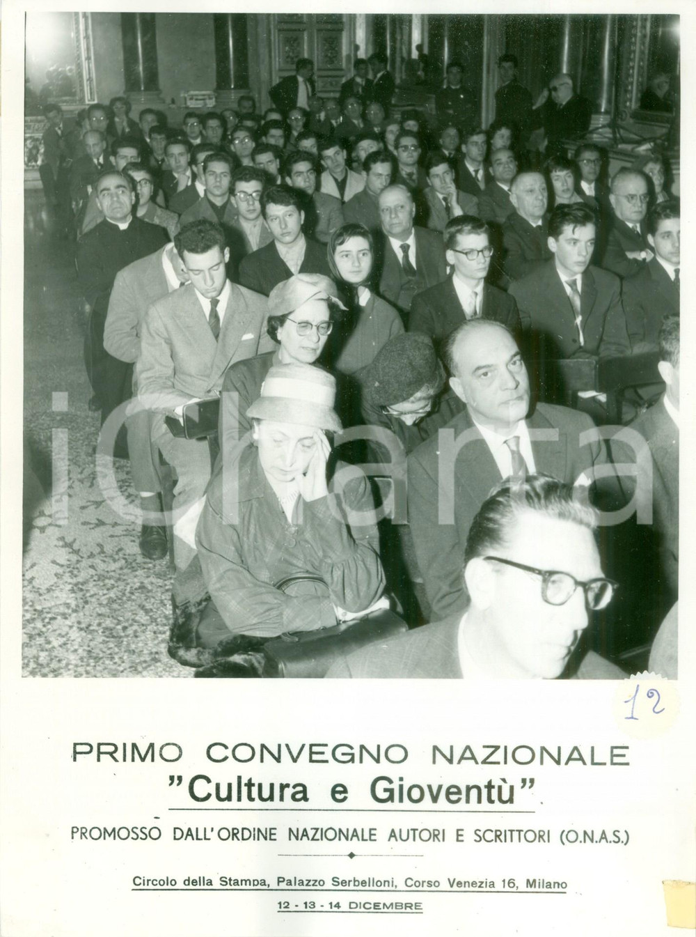 Fotografia d epoca originale 1959 MILANO Folla al Primo Convegno Nazionale Cultura GioventÃ¹ O.N.A.S. Foto 1