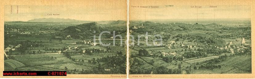 Cartolina originale da collezione 1930 ca VENETO Panorama dalla strada del GRAPPA *Cartolina postale doppia FP NV 1
