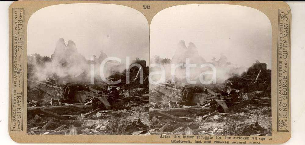 Fotografia d epoca originale 1918 WW1 THE GREAT WAR GHELUVELT After the bitter struggle Stereoscopic n° 95 1