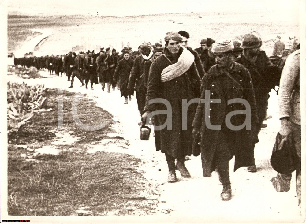 Fotografia d epoca originale 1943 TUNISIA WW2 Prigionieri britannici catturati nel deserto Fotografia 1