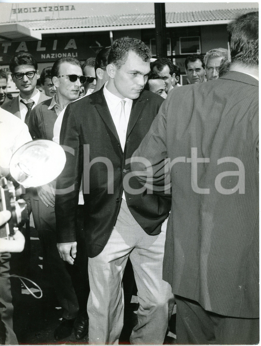 1960 MILANO MALPENSA - BOXE Arrivo di Carlos ORTIZ per incontro con Duilio LOI 