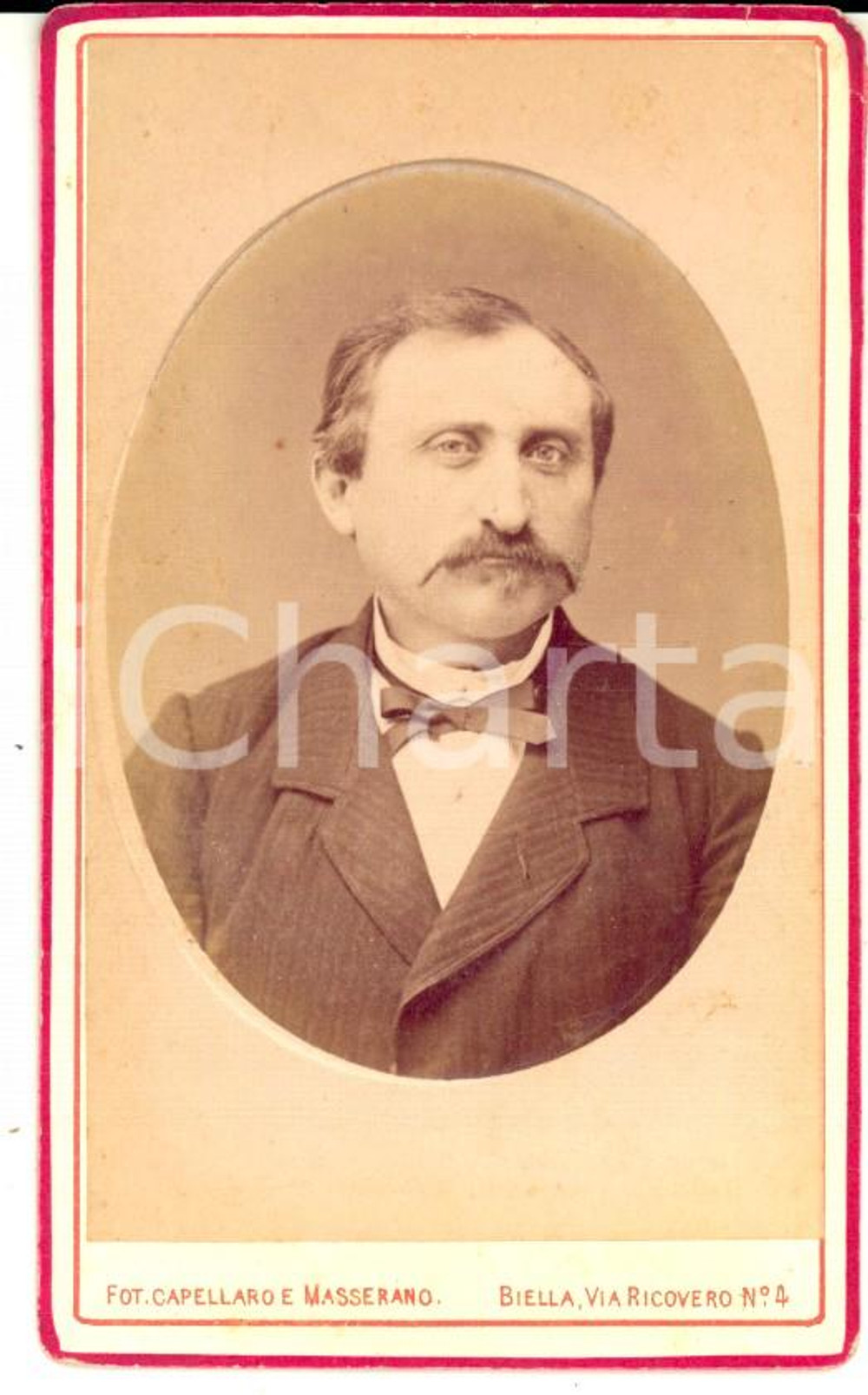 Fotografia d'epoca originale 1880 ca BIELLA Ritratto maschile con abito a righe *Foto CAPELLARO e MASSERANO 1