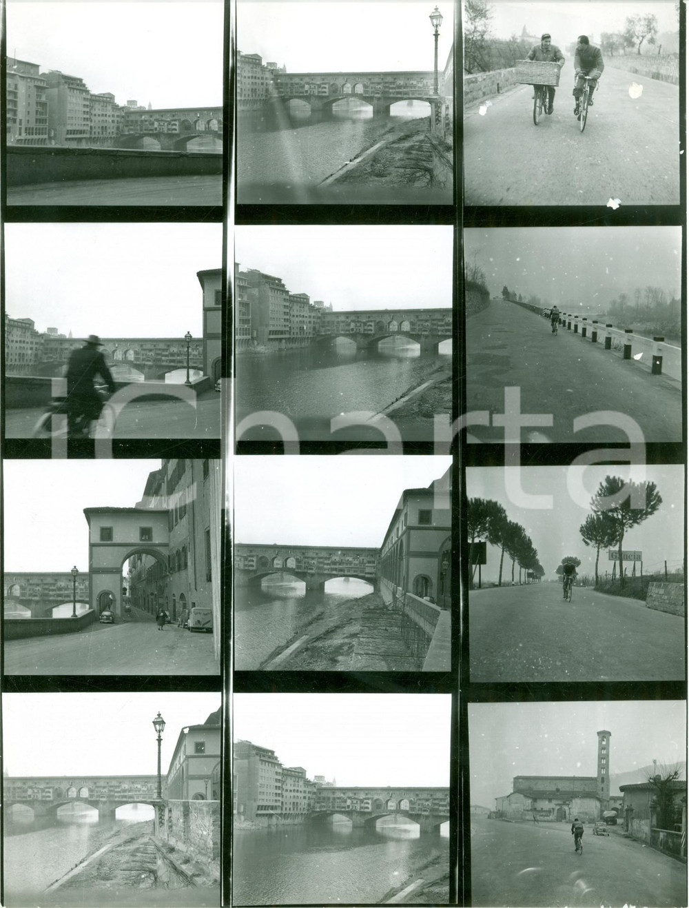 Fotografia d epoca originale 1940 ca FIRENZE Allenamenti di Gino BARTALI in cittÃ  Foto con 12 PROVINI 1