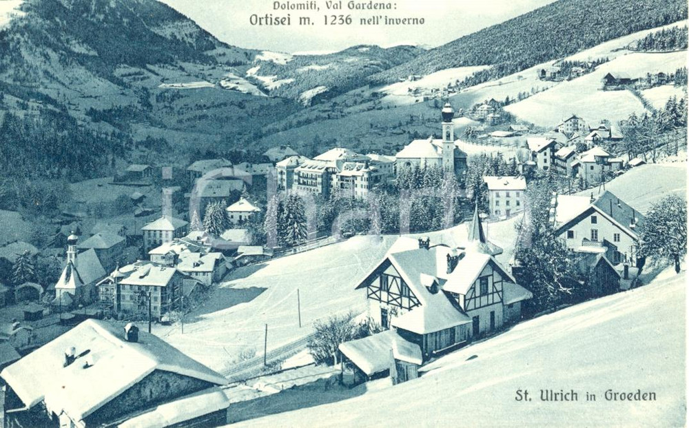 Cartolina originale da collezione 1949 ca ORTISEI ST. ULRICH BZ Veduta VAL GARDENA Cartolina postale FP NV 1