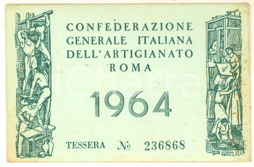 Oggetto da collezione cartaceo 1964 MILANO CONFARTIGIANATO Tessera personale 11x7 cm 1