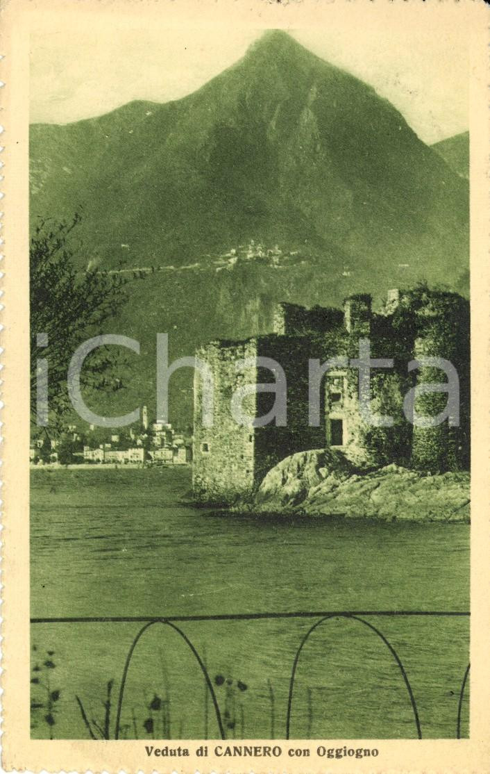 Cartolina originale da collezione 1928 CANNERO RIVIERA VB Veduta paese con castelli e OGGIOGNO Cartolina FP VG 1