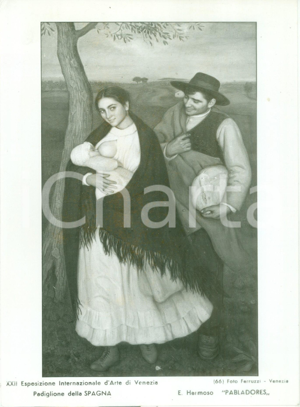 Fotografia d epoca originale 1940 VENEZIA BIENNALE Eugenio HERMOSO Pabladores Fotografia coeva del quadro 1