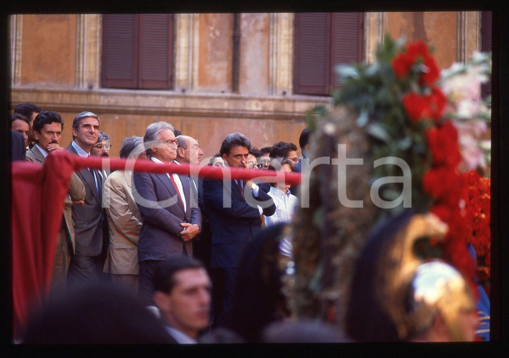 35mm vintage slide* 1990 ROMA Funerale Gian Carlo PAJETTA - Achille OCCHETTO (1)