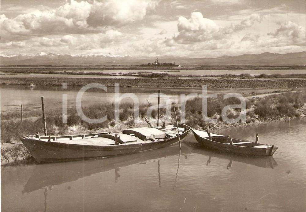 Cartolina originale da collezione 1955 ca GRADO GO Le barche dei pescatori in LAGUNA Cartolina FG NV 1