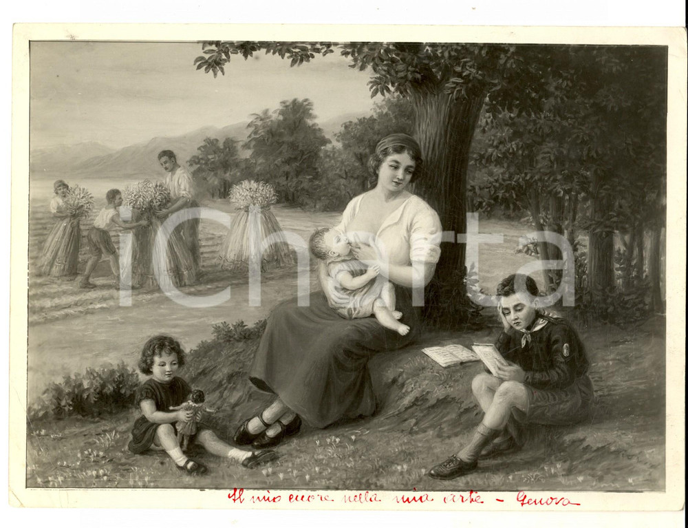 Fotografia d epoca originale 1935 MOSTRE D ARTE GENOVA MaternitÃ  con balilla Fotografia coeva del quadro 1