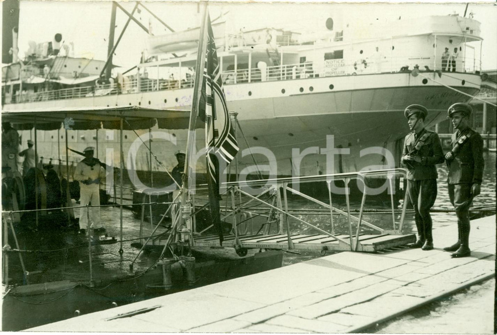 Fotografia d epoca originale 1936 GENOVA Cacciatorpediniere tedesco TIGER all ancora in porto Fotografia 1
