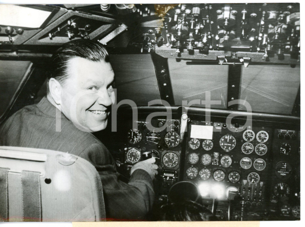 1960 AIR FRANCE Generale Nikolaï TSIBINE in cabina di comando *Foto 18x13 cm