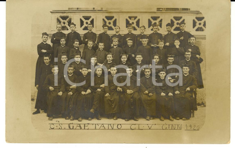 Fotografia d'epoca originale 1920 TORINO Seminario SAN GAETANO Classe V Ginnasio *Fotografia 1