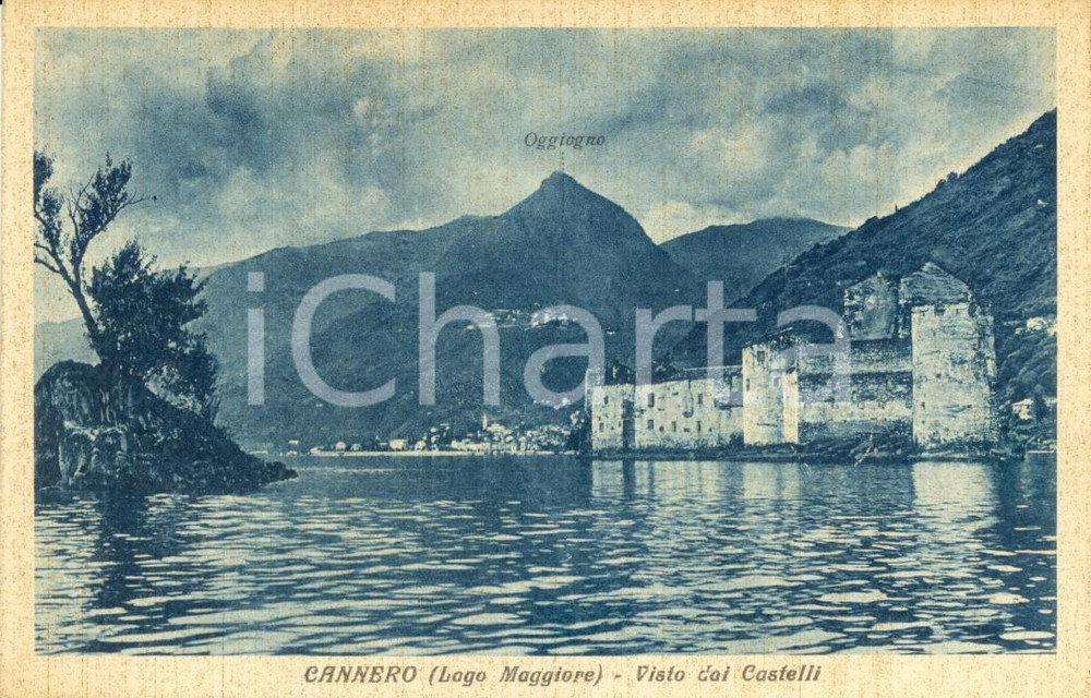 Cartolina originale da collezione 1940 CANNERO RIVIERA VB Paese e OGGIOGNO visti dai castelli Cartolina FP VG 1