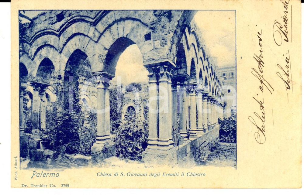 Cartolina originale da collezione 1900 ca PALERMO Chiesa SAN GIOVANNI DEGLI EREMITI  Il Chiostro Cartolina FP 1