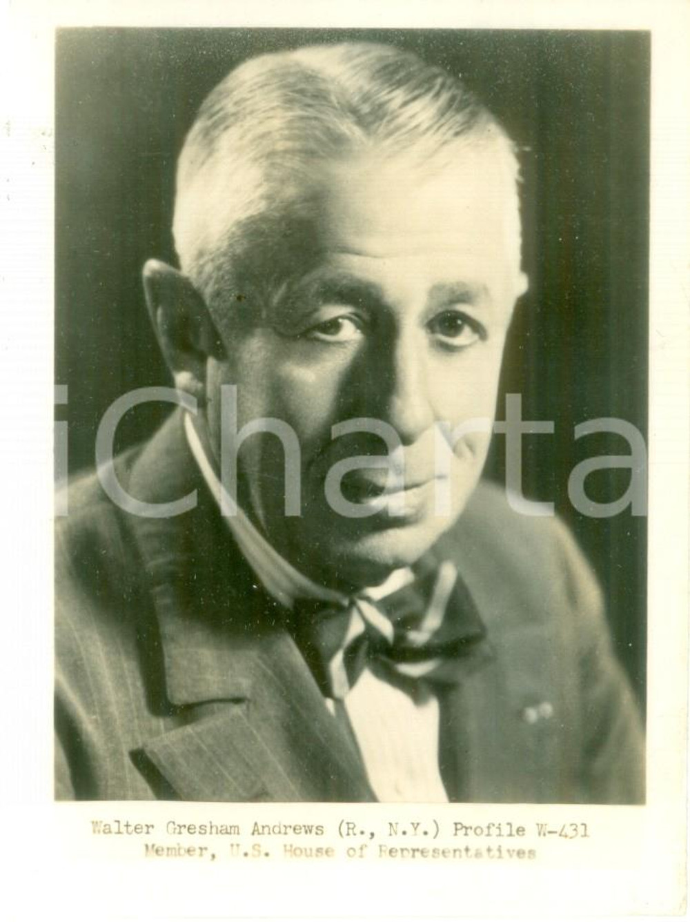 Fotografia d epoca originale 1945 ca USA Walter GRESHAM ANDREWS U.S. House of Representatives Foto 1
