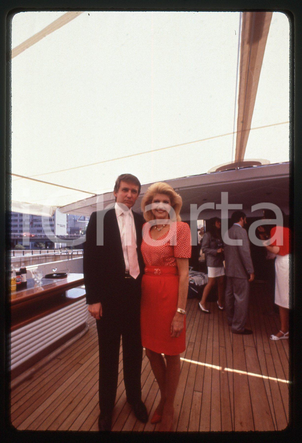 35mm vintage slide* 1988 NEW YORK Ivana and Donald TRUMP aboard TRUMP PRINCESS 4