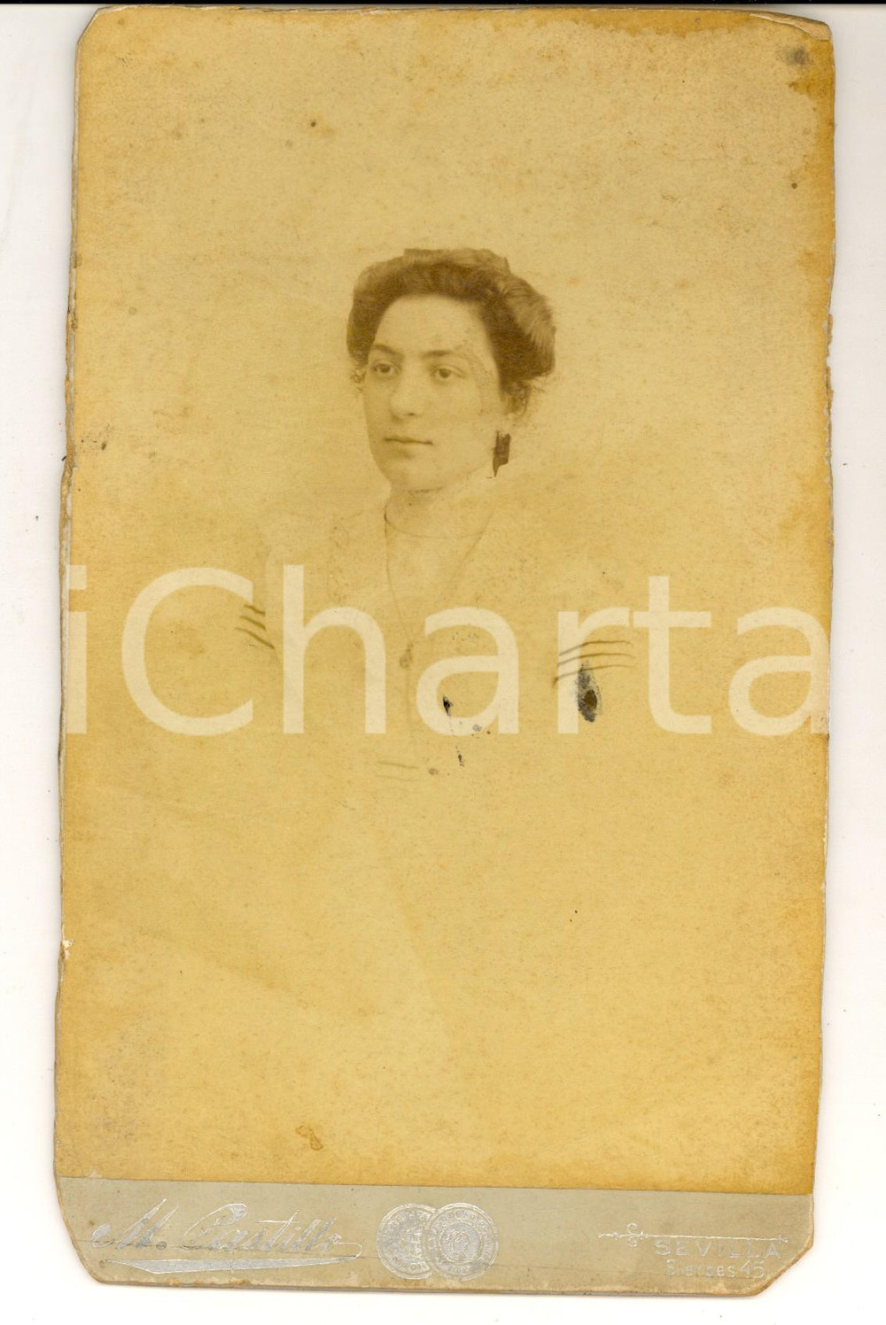 Fotografia d epoca originale 1880 ca SEVILLA Ritratto di una governante Fotografia Miguel CASTILLO 1