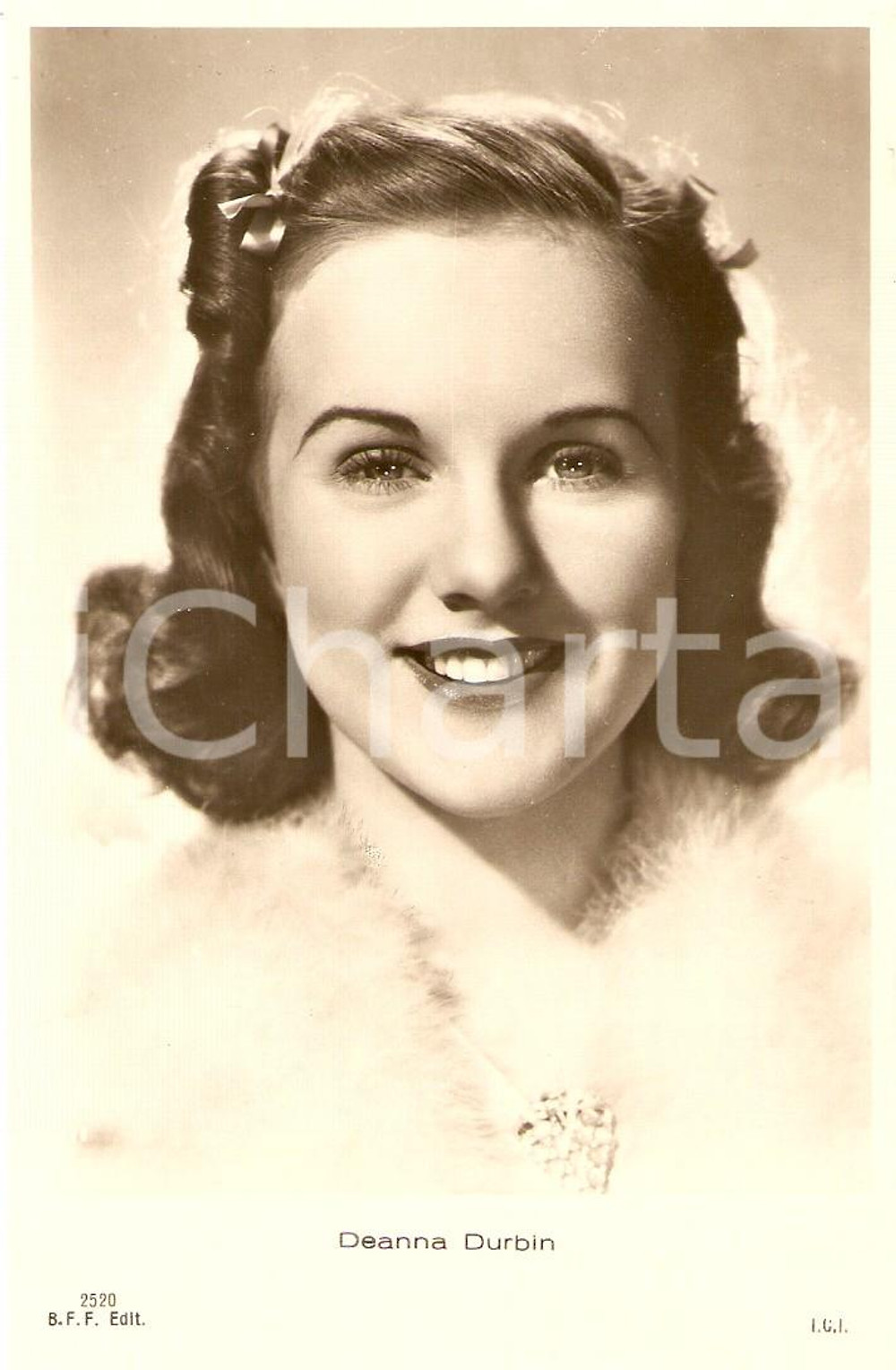 Cartolina originale da collezione 1937 CINEMA Actress Deanna DURBIN Portrait *Cartolina FP NV 1