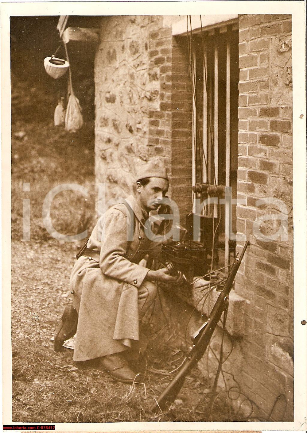 Fotografia d epoca originale 1937 Manoeuvres de l ArmÃ©e Francaise, un TÃ©lÃ©graphiste 1