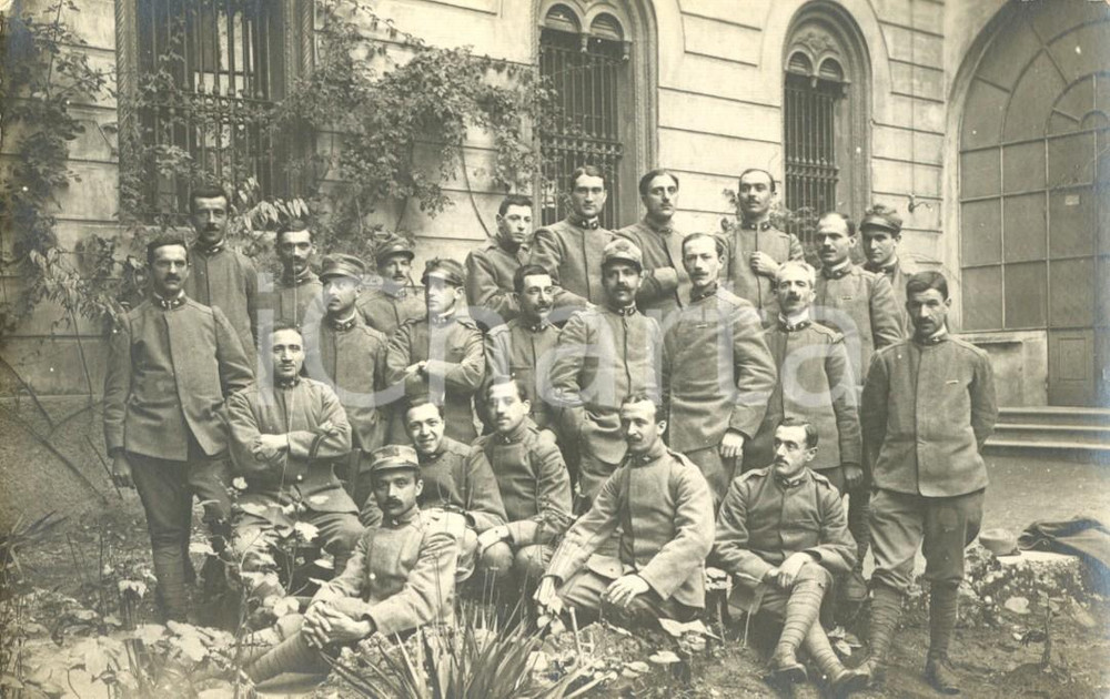 Fotografia d'epoca originale 1917 WW1 PAVIA Foto di gruppo soldati 1° Reggimento GENIO *FP VG 1