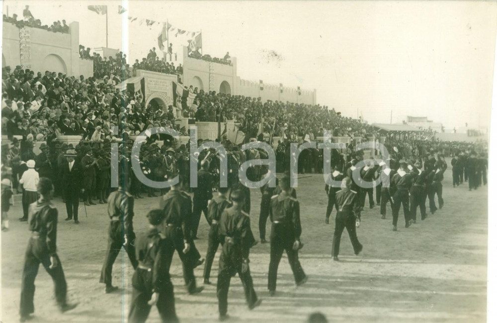 Fotografia d epoca originale 1929 BENGASI LIBIA Celebrazioni del IV NOVEMBRE allo Stadio Fotografia 1