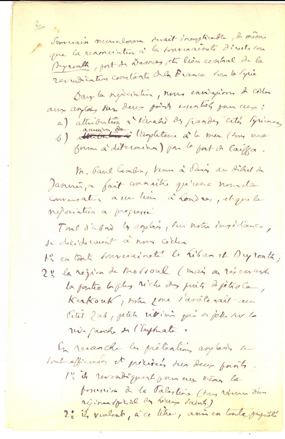 Autografo originale 1915 PARIS Negoziati franco-inglesi MEDIO ORIENTE *Autografo Philippe BERTHELOT 1