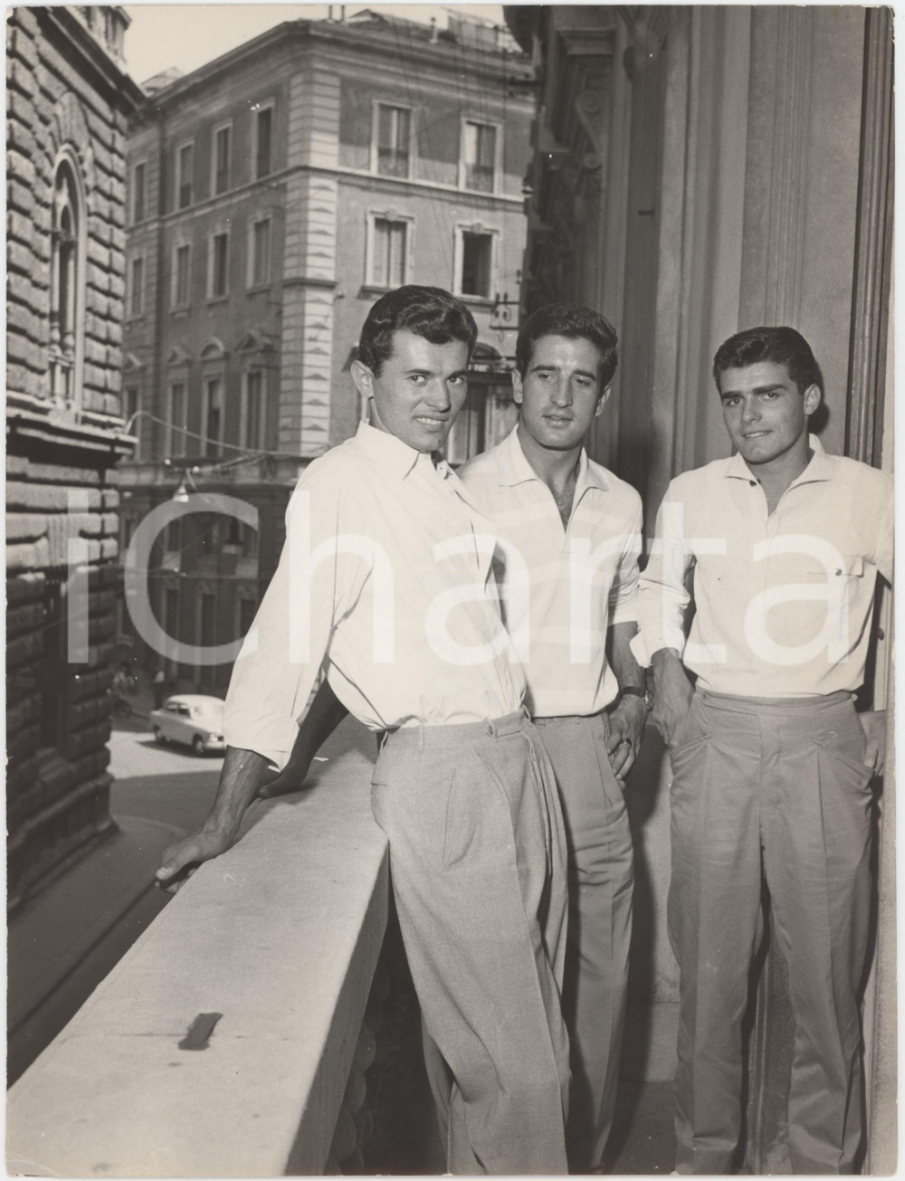 Fotografia d epoca originale 1956 MILANO CALCIO Raduno MILAN  Francesco ZAGATTI Luigi ZANNIER Alfio FONTANA 1