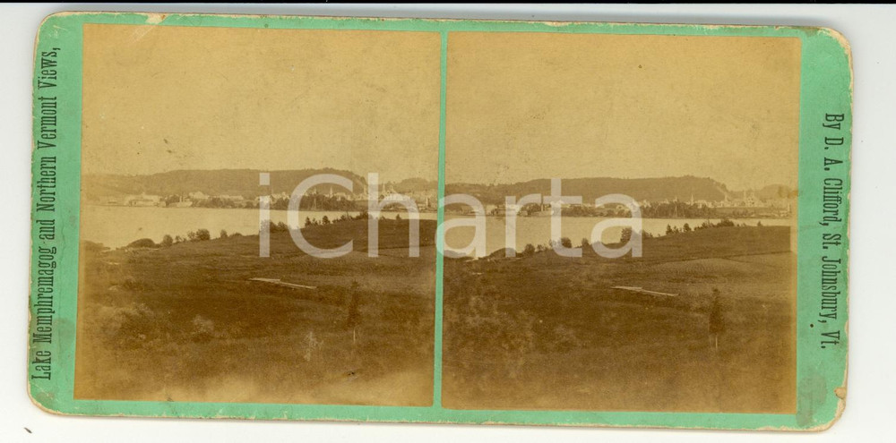 Fotografia d epoca originale 1890 NEWPORT USA  View from FARRANT S POINT Lake MEMPHREMAGOG  Stereoscopy 1