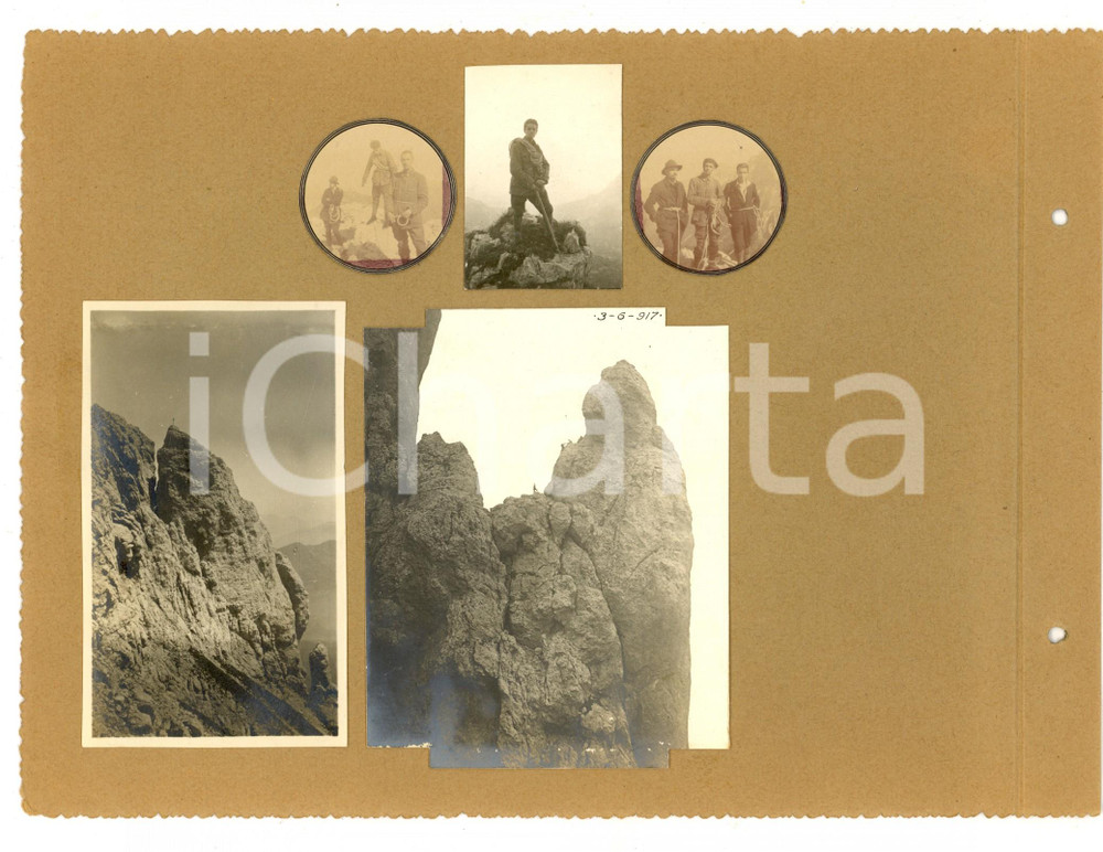 Fotografia d epoca originale 1917 ALPINISMO GRIGNA MERIDIONALE Escursionisti TOURING CLUB Collage 5 foto 1