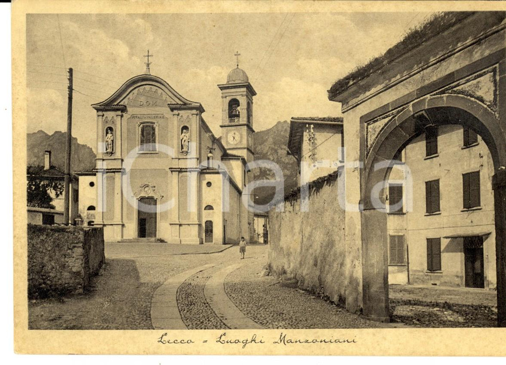 Cartolina originale da collezione 1939 LECCO Luoghi manzoniani - Parrocchia *Cartolina postale ANIMATA FG NV 1