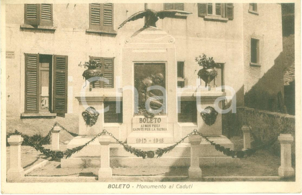 Cartolina originale da collezione 1924 BOLETO (VB) Monumento ai Caduti della Grande Guerra *Cartolina FP VG 1
