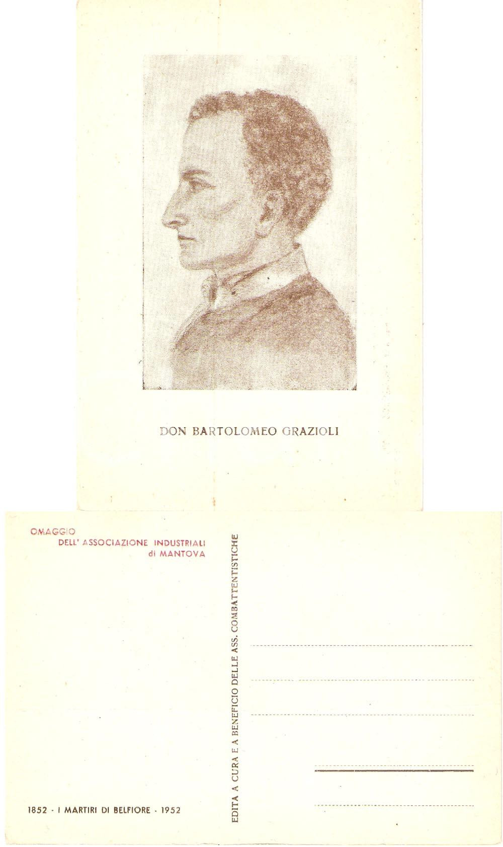 Cartolina originale da collezione 1952 MANTOVA Associazione industriali Martiri BELFIORE Don GRAZIOLI *Cartolina 1