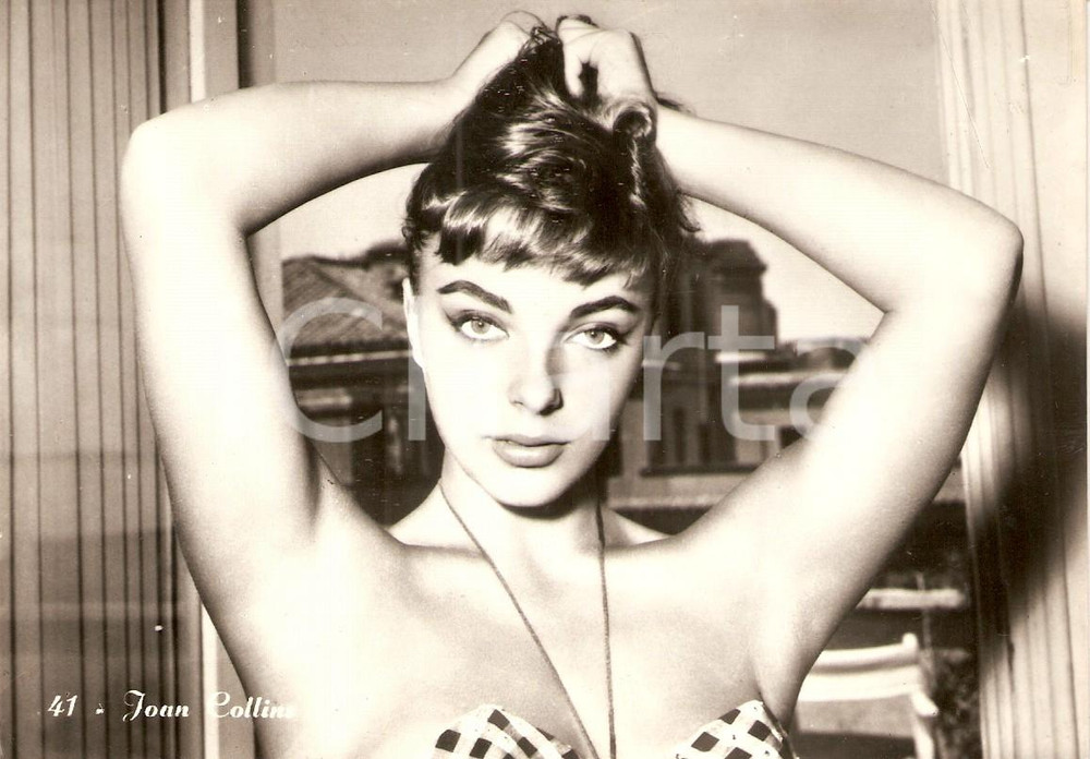 Cartolina originale da collezione 1960 ca CINEMA Actress Joan COLLINS Portrait Cartolina FG NV 1