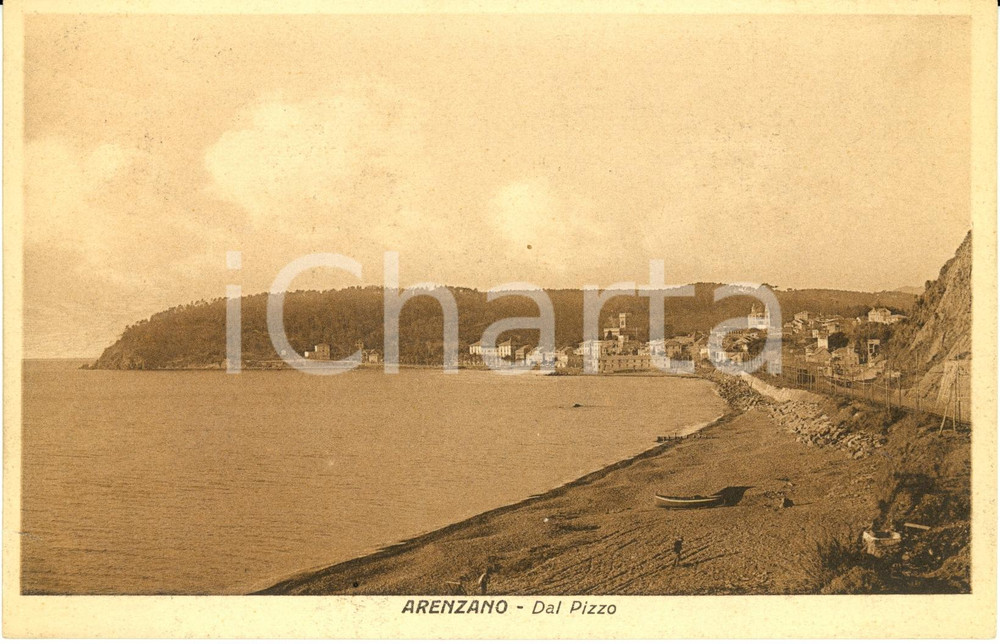 Cartolina originale da collezione 1928 ARENZANO (GE) Veduta panoramica dalla localitÃ  PIZZO *Cartolina FP VG 1