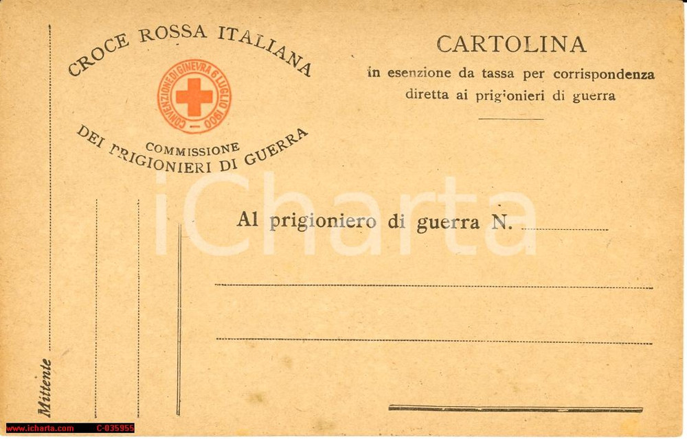 Cartolina originale da collezione 1917 Croce Rossa Italiana  Prigionieri di guerra 1