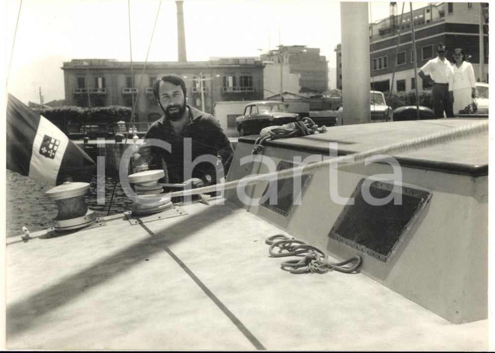 1968 PALERMO Alex CAROZZO prepara barca "San Giorgio" per regata transatlantica