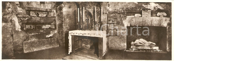 Cartolina originale da collezione 1955 ca ROMA Catacombe SAN CALLISTO Cripta di SANTA CECILIA Cartolina PANORAMICA 1