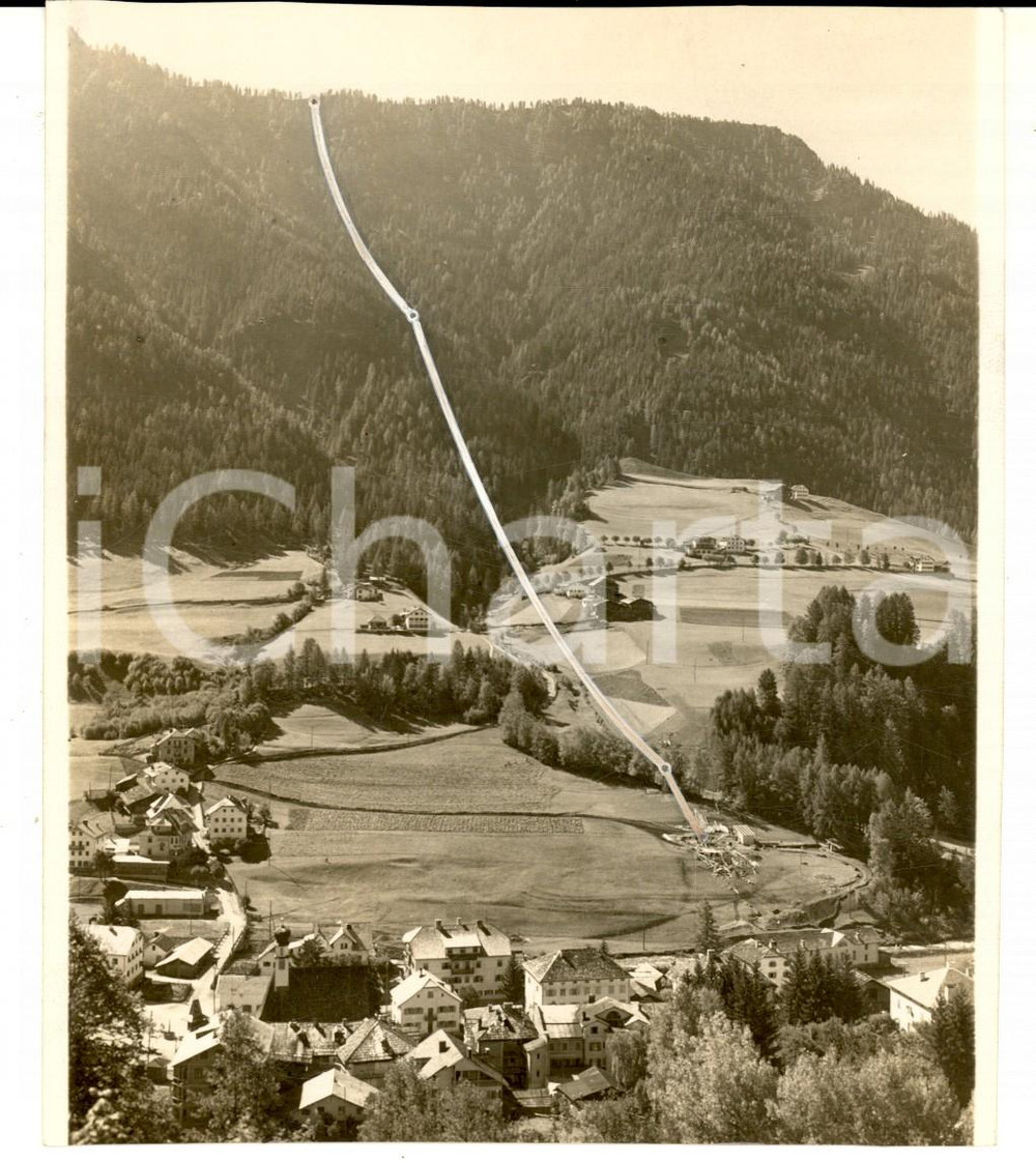 Fotografia d epoca originale 1934 TRENTINO ? Veduta aerea del cantiere di una funivia Foto 13x14 cm 1