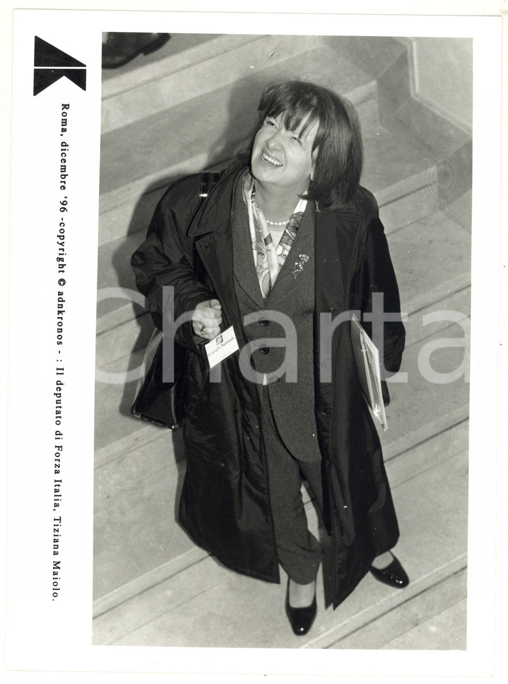 Fotografia d epoca originale 1996 ROMA Tiziana MAIOLO deputato di Forza Italia Fotografia 17x24 cm 1