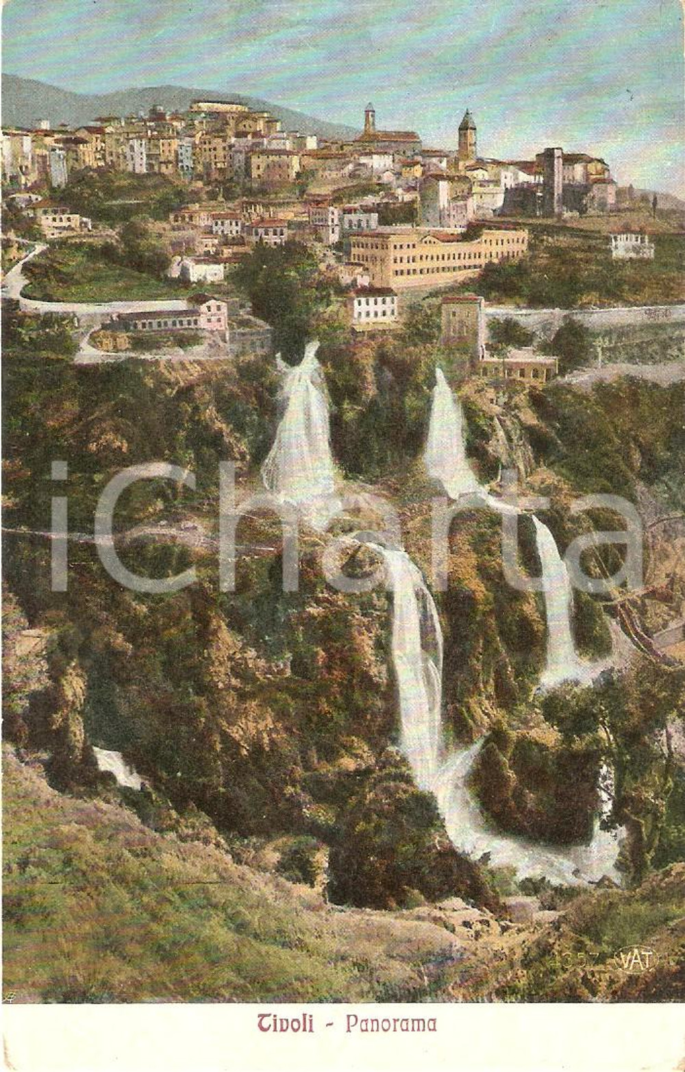 Cartolina originale da collezione 1910 TIVOLI RM Panorama con le Cascatelle dell ANIENE Cartolina FP VG 1