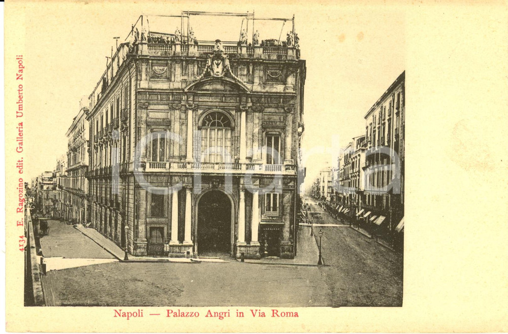 Cartolina originale da collezione 1910 ca NAPOLI Veduta di Palazzo ANGRI in via ROMA * Cartolina FP NV 1
