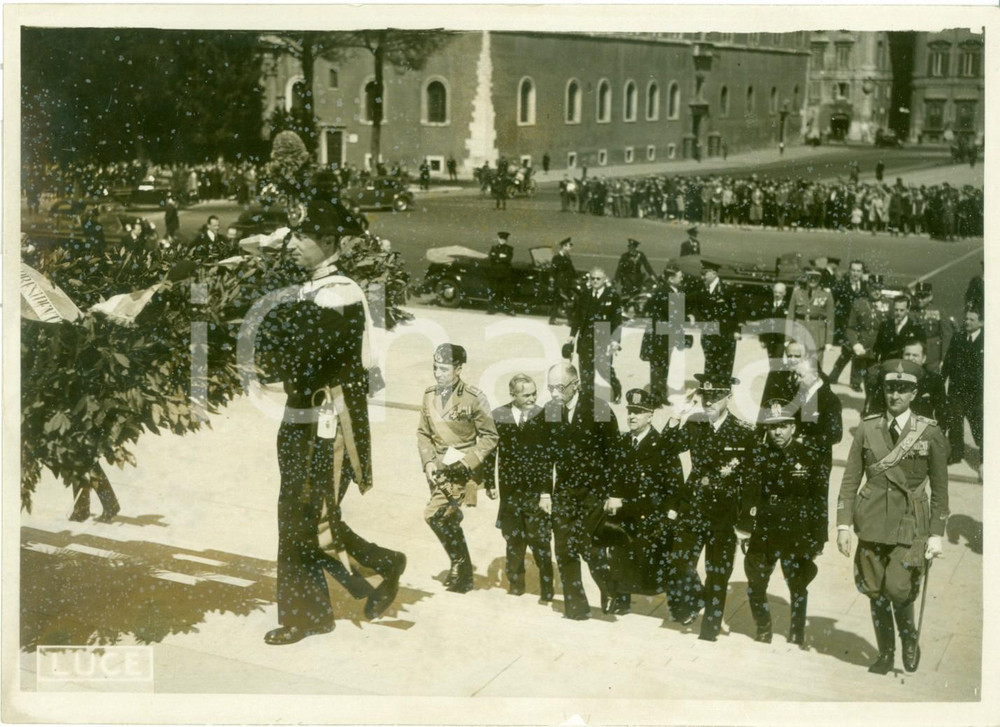 Fotografia d epoca originale 1939 ROMA Ministri ungheresi Pal TELEKI Istvan CSAKI al MILITE IGNOTO Fotografia 1