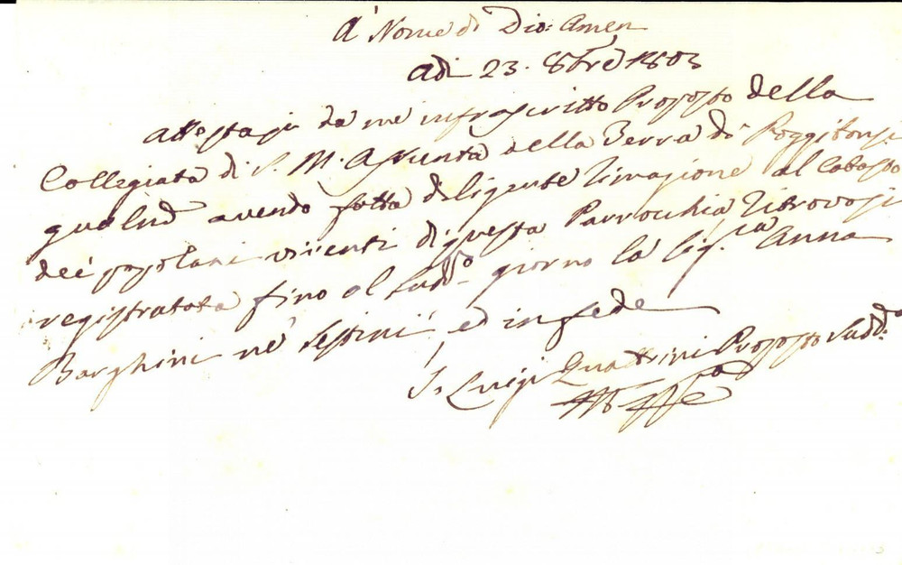 Documento originale, autentico 1803 POGGIBONSI SI Certificato esistenza in vita Anna BARGHINI SESTINI 1