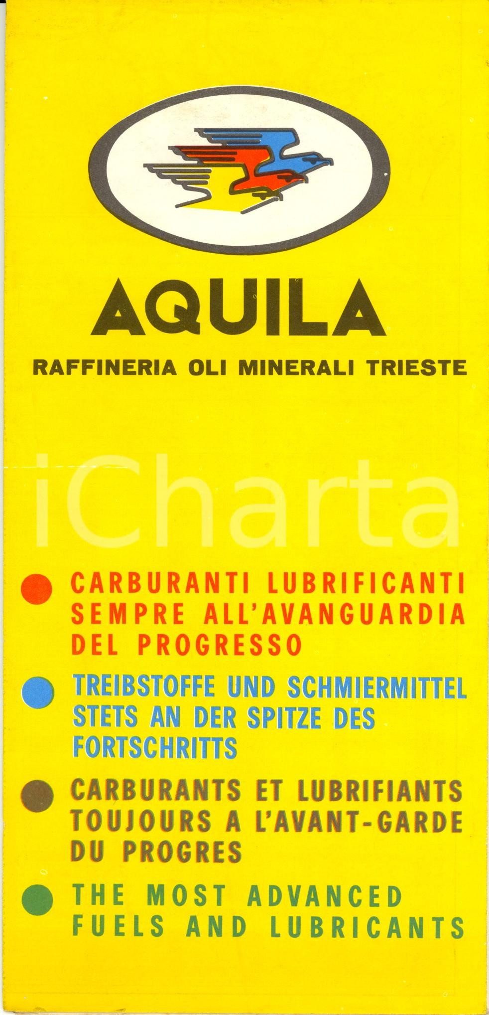 Mappa, planimetria storica 1962 TRIESTE Carta geografica DE AGOSTINI dell ITALIA Raffineria oli AQUILA 1