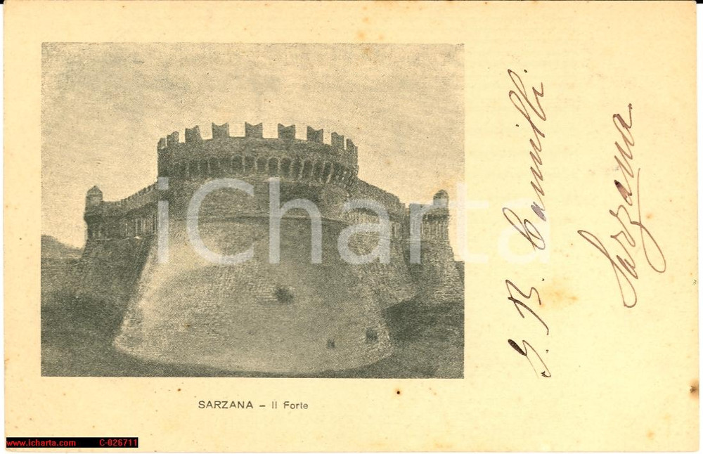 Cartolina originale da collezione 1910 Sarzana - il Forte di Sarzanello 1